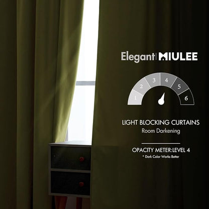 MIULEE Velvet Curtains 52x90 inches 2 Panels Moss Green Blackout Curtains | - Image 5
