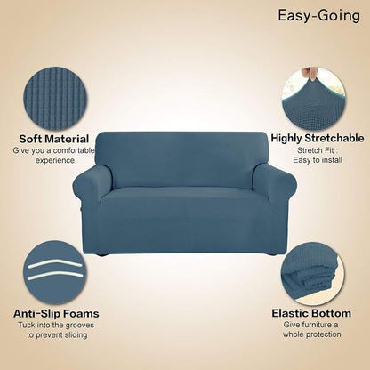 Easy-Going Stretch Oversized Sofa Couch Slipcover Washable Bluestone | 1-Piece - Image 3