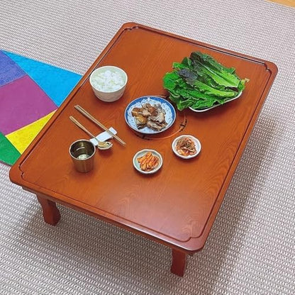 Korean Folding Table, Hand-Painted Low Wooden Dining/Tea Room Table, Versatile - Image 4