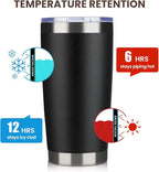 MEWAY 20oz Tumbler 8 Pack Double Wall Vacuum Insulated Travel Mug Bulk, Stainless Steel Tumblers with Lid and Straw, Durable Powder Coated Coffee Cups for Cold & Hot Drinks (Black, 8)