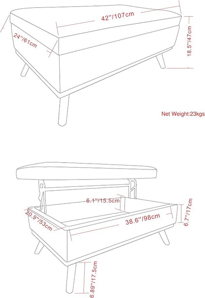 SIMPLIHOME Owen Lift Top Coffee Table Storage Ottoman - Image 3