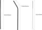 10 Pcs Stainless Steel Straws, Reusable Drinking Straws, 5 Straight + 5 Bent Metal Straws Set With 2 Pcs Cleaning Brushes (Black, 10.5 Inch)