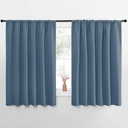 NICETOWN Blackout Curtains for Bedroom, Smoky Blue, 1 Pair, 70 by 63-inch by NICETOWN