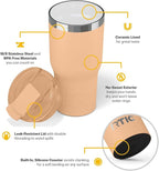 RTIC 20oz Essential Tumbler with Lid, Insulated, Stainless Steel, Metal, Double Wall Vacuum-Insulation, Ceramic Lined, Travel Cup for Iced Coffee, Tea, Hot and Cold Drink, Peach Tea