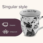Karma Gifts 14 oz Black and White Boho Mug Western - Cute Coffee and Tea Mug - Ceramic Coffee Mugs for Women and Men