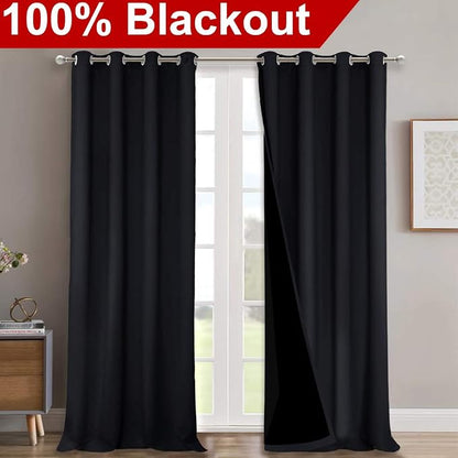 NICETOWN Full Shading Curtains 90 inches Long 2 Panels Set - Image 2