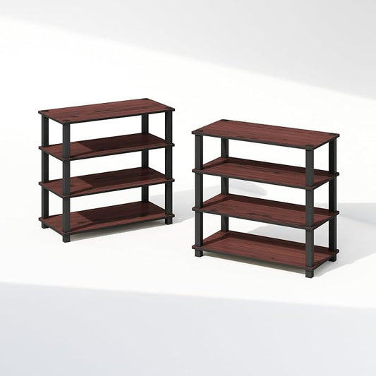 Furinno Turn-N-Tube Storage Shelves Set of 2, 4-Tier Stackable Standing Shelf by Furinno-FitsYourSpaceFitsYourBudget