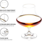 KAMMAK Short Glasses,9.4oz Crystal Cognac Glasses Set of 2, Brandy Glass with Short Stem, Elegant Clear Snifters Glasses Ideal for Outdoor, Wedding, Party, Birthday, Anniversaries, Christmas