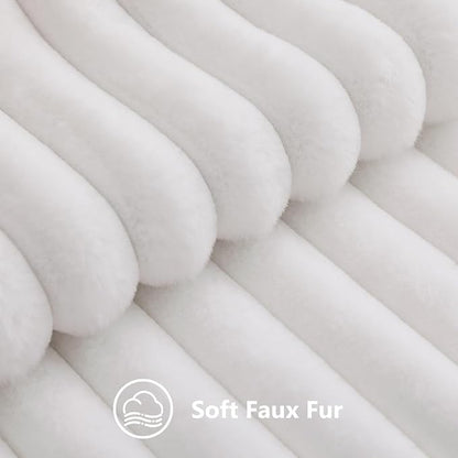 decorUhome Fall Faux Fur Throw Pillow Covers 24x24 Set of 2 White | Decorative - Image 2