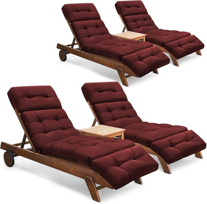 Outdoor Chaise Lounge Chair Cushion Set of 4, Thickened 74.4 x 22 x 4.7 Inches by Tycdiose