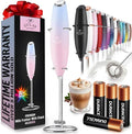 Zulay Kitchen Powerful Milk Frother Wand With 4 AA Duracell Batteries - Ultra Fast Handheld Drink Mixer - Electric Whisk Foam Maker for Coffee, Lattes, Cappuccino, Matcha & Creamer -