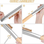 Pizza Oven Brush, 26" Brush and Stainless Steel Scraper for Pizza Stone, BBQ Grill Cleaning Brush Non Scratch Heat Proof Brass Bristles with Screwdriver, Outdoor Pizza Oven and Accessories