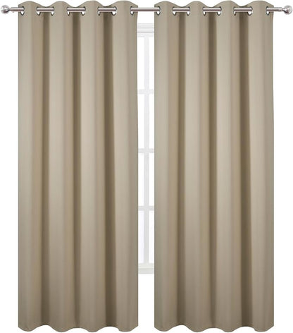 Blackout Curtains 52 x 120 Inch Long Beige Curtains Set of 2 Panels Room - Image 2