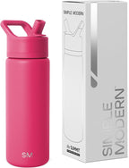 Simple Modern Kids Water Bottle with Straw Lid | Vacuum Insulated Stainless Steel Metal | Reusable Leak Proof BPA-Free Thermos for School | Summit Collection | 18oz, Berry Twist