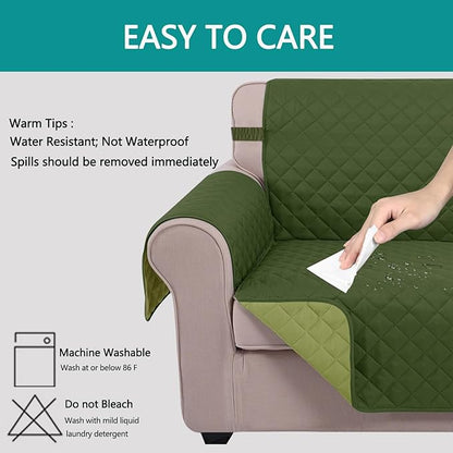 U-NICE HOME Futon Sofa Covers 68''Armless Couch Cover, Huntergreen/Sage | - Image 5