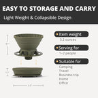 Collapsible Coffee Dripper, Silicone Reusable Coffee Filter Holder, Pour Over Coffee Dripper for Camping, Business Trip, Single Pour Over Coffee Maker (Green)
