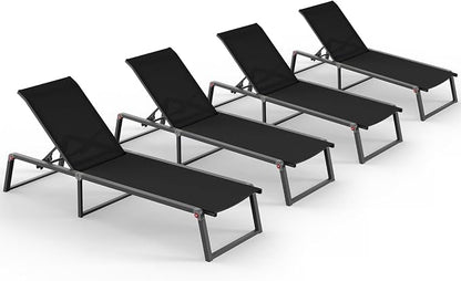 Aluminum Chaise Lounge Chair Outdoor, Foldable& No Assembly Patio Pool Lounge by Oasbira
