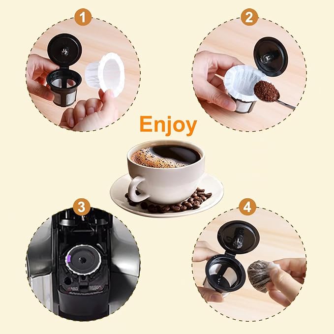 200 Counts Coffee Filter Paper for Keurig Brewers Single Serve 1.0 and 2.0 Fits All Brands Reusable K Cups (One kcup included))