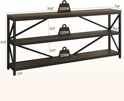 ONBRILL Industrial Console Sofa Table, 70.8 Inch Extra Long Entryway Table - Image 3