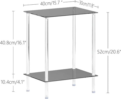 Tempered Glass Side Tables Set of 2 Acrylic End Table - Image 3