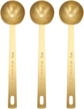 HARFINGTON 3pcs Coffee Scoop Spoon 1tbsp (3tsp, 15ml) 304 Stainless Steel Long Handle Teaspoon/Tablespoon Measuring Spoons Scoops for Tea Sugar Kitchen, Gold