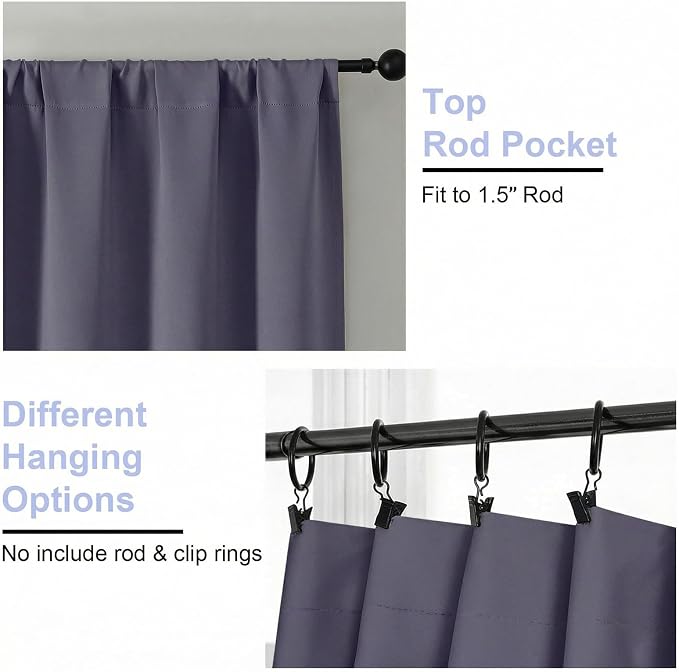 Simplebrand Greyish Purple Blackout Curtains - Image 4