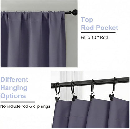 Simplebrand Ava Greyish Purple Blackout Curtains - Image 4
