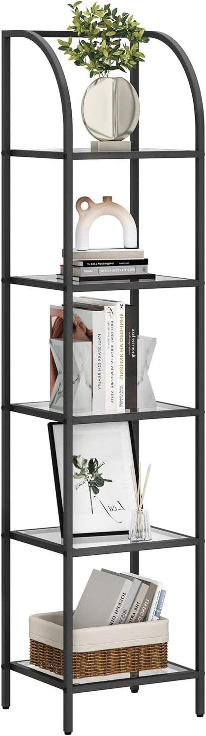 Hzuaneri Bookcase Bookshelf, Tempered Glass Arched Bookshelf - Image 9