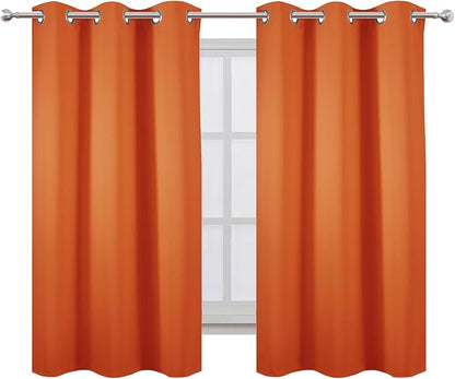 Orange Blackout Curtains 42 x 54 Inch Length Set of 2 Panels Grommet Bedroom - Image 2