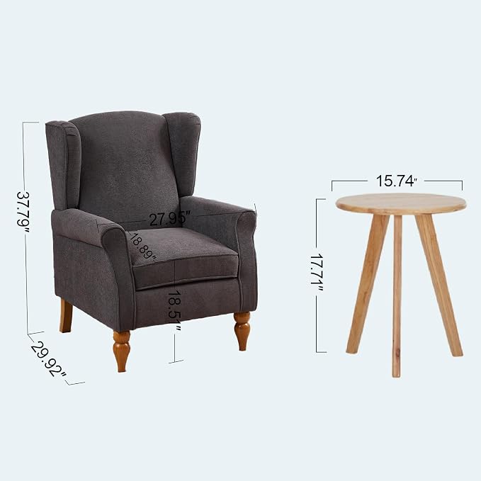 Coffee Table & Armchair Set, High-Back Wingback Chair - Image 2