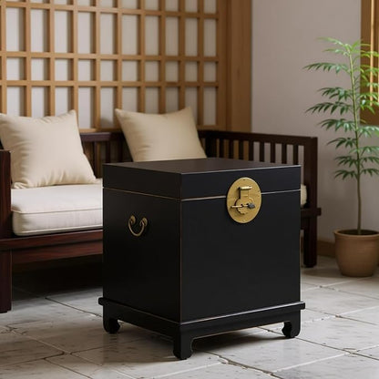 Chinese Inspired Cabinets Distressed Petite Elmwood Chinese Ming Cabinet - Image 7