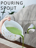 Artcome Matcha Tea Set - Ceramic Matcha Bowl with Pouring Spout, Bamboo Whisk, Whisk Holder, Tea Scoop & Matcha Manual – Complete Traditional Japanese Tea Ceremony Kit for Home, Office, or Gift, Brown