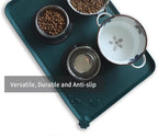 Hoki Found Large Silicone Pet Food Mats - Non Slip Dog Cat Bowl Placemats - Waterproof Dog Cat Food Mats - Dark Cedar
