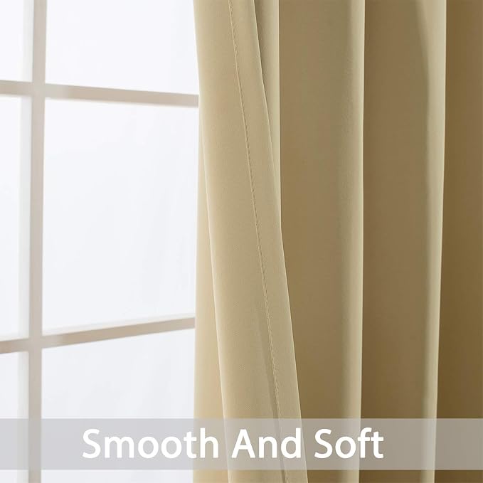 Yakamok Room Darkening Curtains 52x96 inch Length Beige-Living Room | 2 panels - Image 6
