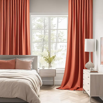 MIULEE Fall Burnt Orange Back Tab Blackout Curtains 52"x84" Length 2 Panels | - Image 2