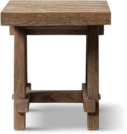 Hawthorne 18" Square Reclaimed Elm Trestle Side Table, Heritage Medium-Dark - Image 7