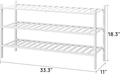 viewcare 3-Tier Long Shoe Rack, Bamboo Wood Shoe Rack - Image 3