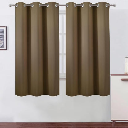 Blackout Curtains 42 x 63 inch/Brown Curtains Set of 2 Panels/Thermal Insulated by Lemomo