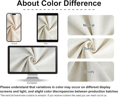 Vision Home Natural Pinch Pleated Full Blackout Curtains Linen Blended Room - Image 7