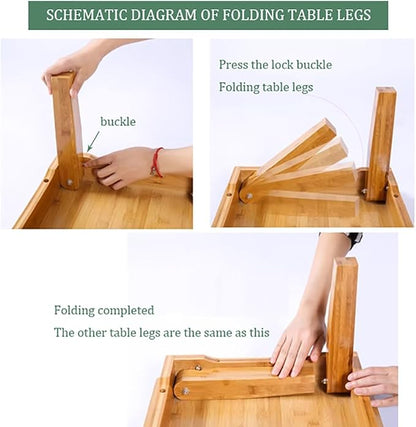 Folding Table, Japanese-Style Household Square Bamboo Table, Computer Desk - Image 7