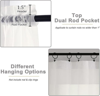 Ivory Sheer Curtains 84 Inches Long 2 Panels, Soft Airy Light Filtering Curtains - Image 4