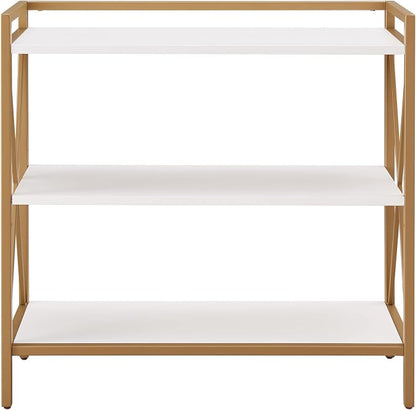 Leick Home Claudette Bookshelf, Satin Gold, 3 Shelves, Easy Assembly, 12 in D x - Image 5