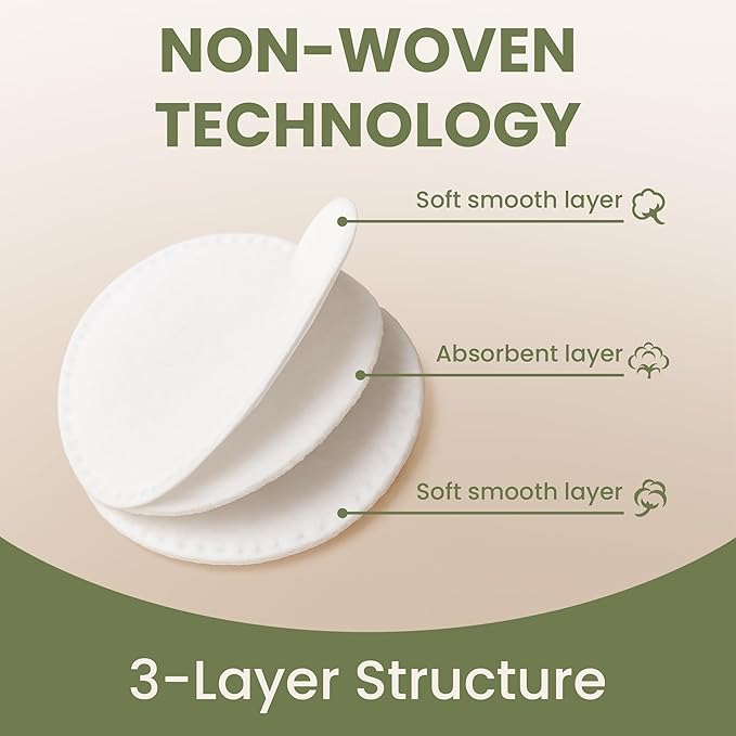 Cotton Round Pads for Face 200 Pack - 3 Layer Eye Makeup and Nail Polish Remover - Lint Free Cleansing Circle Pad for Facial Exfoliating, Toner - Travel Size Skin Care Rounds