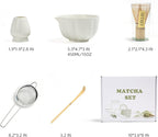 Matcha Whisk Set, Matcha Bowl with Spout, Matcha Whisk, Chasen Holder, Sifter, Bamboo Scoop - 5 Pcs Perfect Matcha Making Kit for Matcha Lover and Tea Ceremony (Pearl White)
