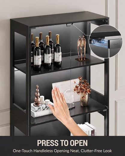 Glass Display Cabinet with Doors, 4-Tier Display Case with Adjustable Shelves - Image 3