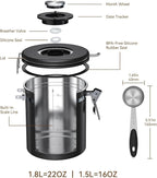 Coffee Canister With Window,16oz Stainless Steel Airtight Coffee Bean Storage Grounds Container with Date Tracker and Scoop,Grounds Kitchen Food Canister Jar for Beans,Tea,Sugar,Flour,Cereal