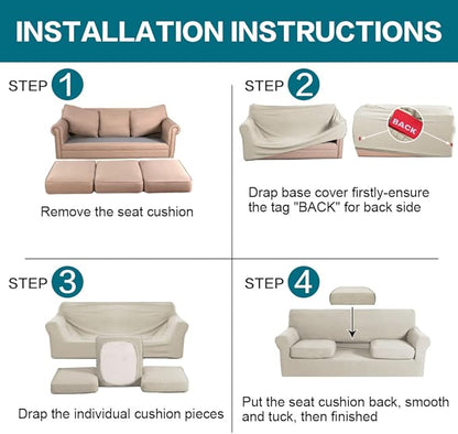 Turquoize 4 Piece Sofa Covers for 3 Cushion Couch Sofa Slipcover Soft Couch - Image 6