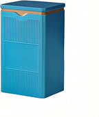 HAN SHENG Square Airtight Tea Tins - Blue, Food Storage Containers for Loose Tea, Coffee, Spices (5.9"x3.4"x2.8")