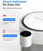 Waterdrop Rechargeable Non-Gravity Water Filter System with LED Function, Reduces 70+ Contaminants, Lead, Chlorine, 5-Stage Stainless Steel Filtration System, 22-Cup Water System, with 1 Filter