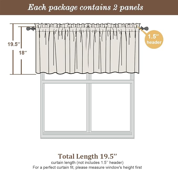 Chyhomenyc Sheer Valances for Windows 2 Pack, Small Window Curtains for Living - Image 2